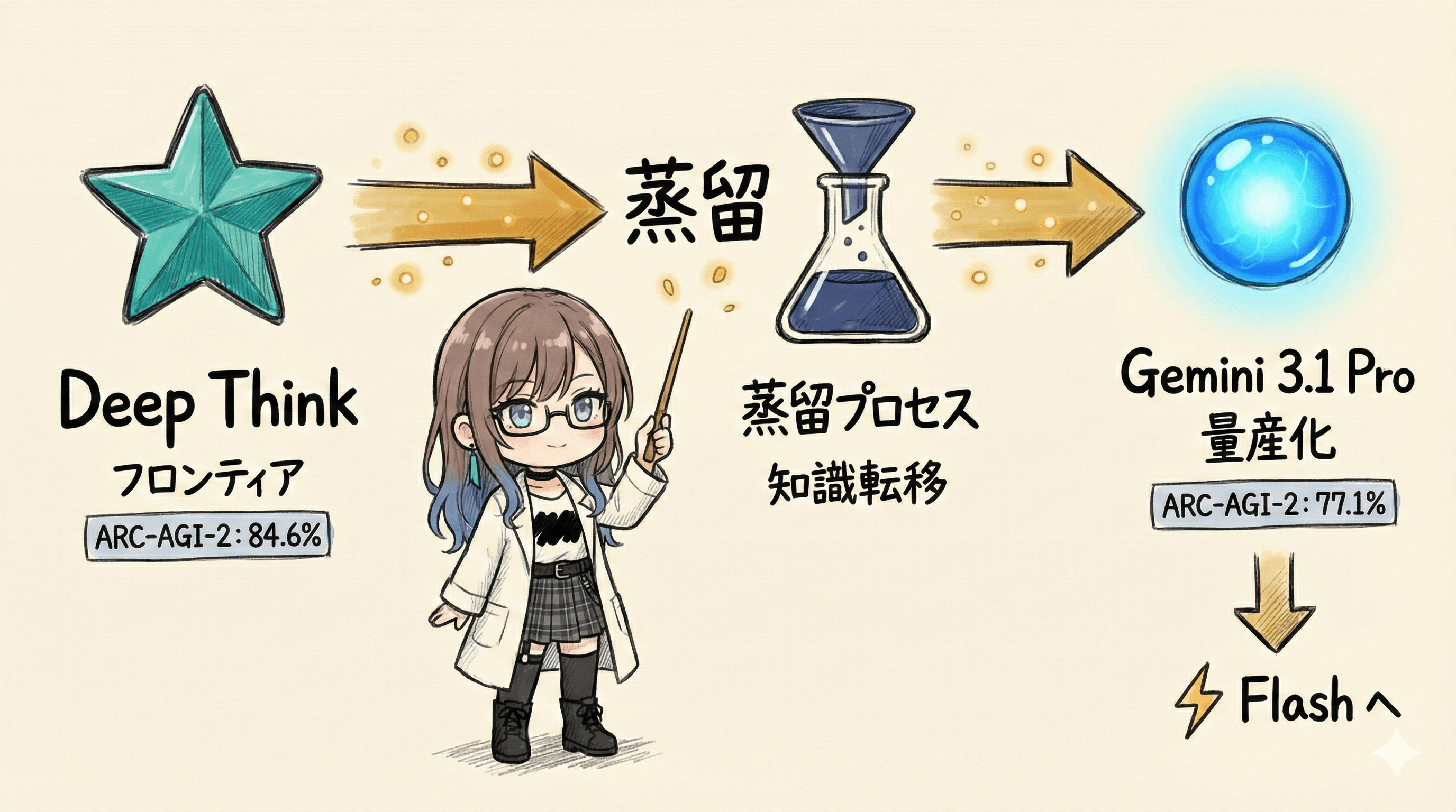 Googleの蒸留サイクル: Deep Think → Gemini 3.1 Pro → Flash